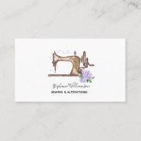 Sewing Machine Watercolor Tailor Business Card