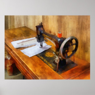 Sewing Machine With Orange Thread Poster
