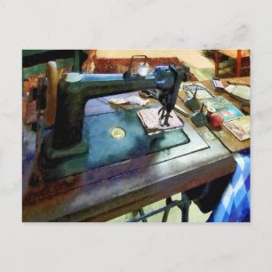 Sewing Machine With Sissors Postcard