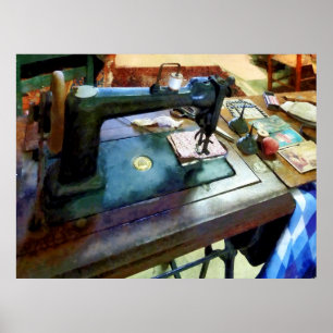 Sewing Machine With Sissors Poster