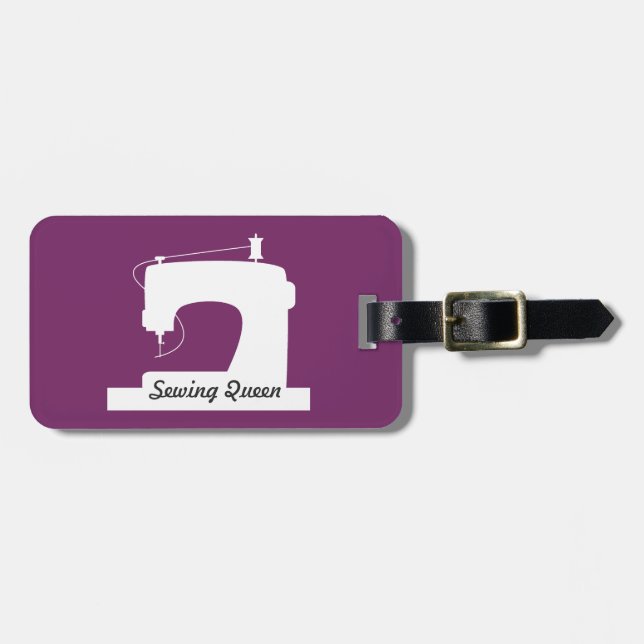 Sewing Machine / Your Text {Dark} Luggage Tag (Front Horizontal)