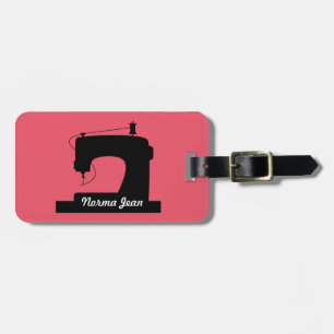 Sewing Machine / Your Text {Light} Luggage Tag