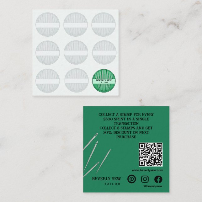 Sewing Needles Kit Elegant Tailor  Loyalty Card (Front/Back)