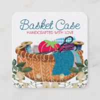 Sewing notions basket seamstress fabric crafts squ