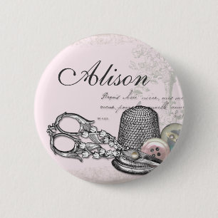 Sewing Notions on Pink Name Badge
