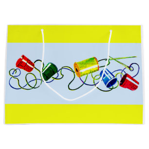 sewing notions print large gift bag