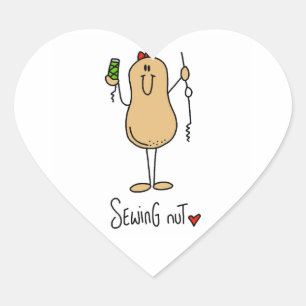 Sewing Nut T-shirts and Gifts Heart Sticker