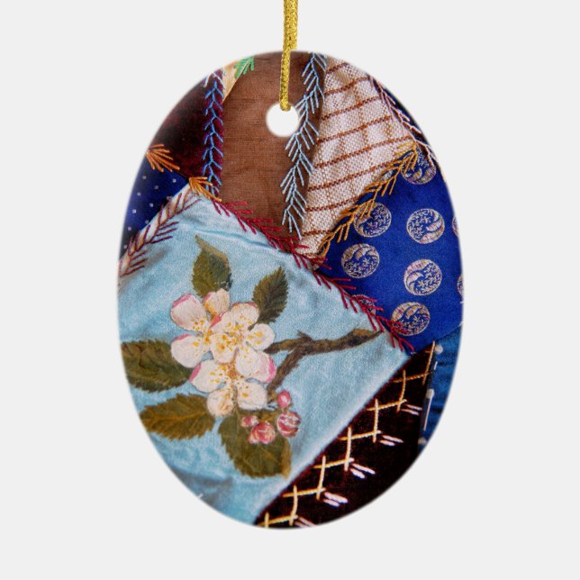 Sewing - Patchwork - Grandma's quilt Ceramic Tree Decoration (Front)