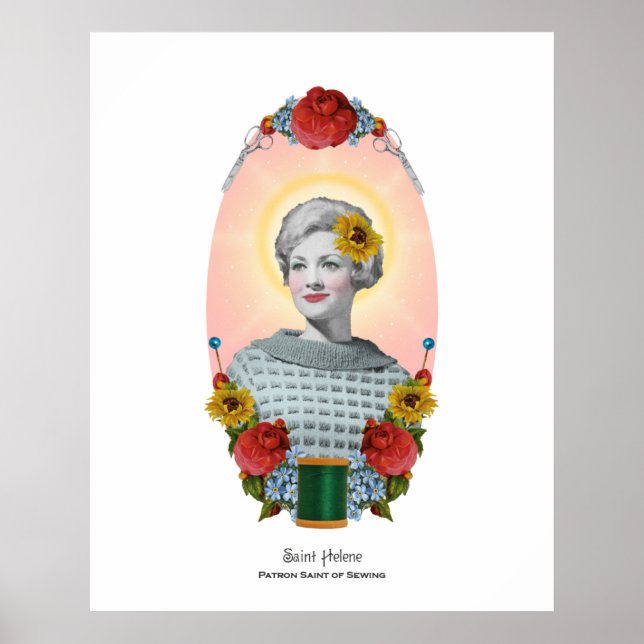 Sewing Patron Saint Vintage Original Art Print (Front)