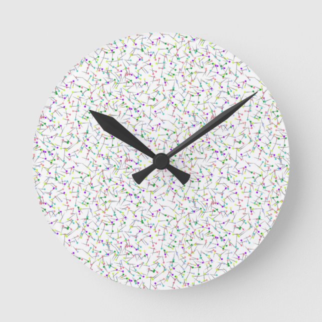 Sewing Pins White Dressmaker Seamstress Tailor Round Clock (Front)
