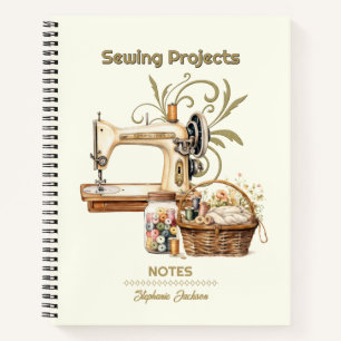 Sewing Projects Organiser Vintage Ivory Notebook