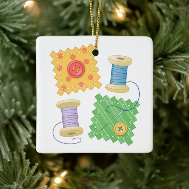 Sewing Quilting Craft Hobby Ceramic Ornament (Tree)