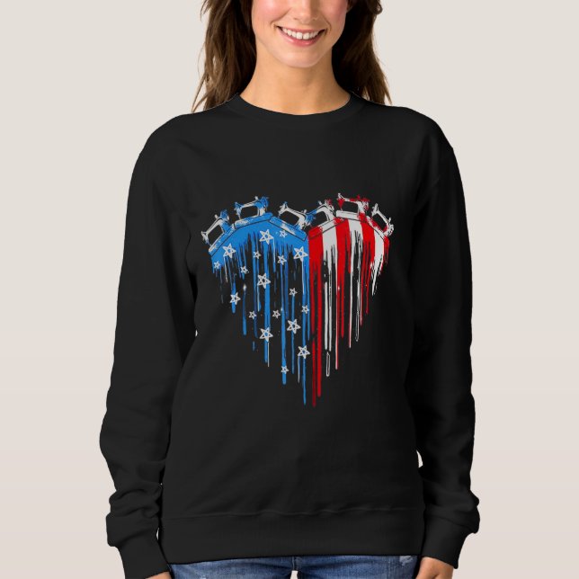 Sewing Quilting Machine American Flag 4th Of July  Sweatshirt (Front)