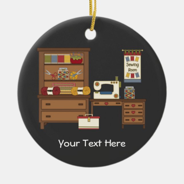 Sewing Room 1 (customisable) Ceramic Tree Decoration (Front)