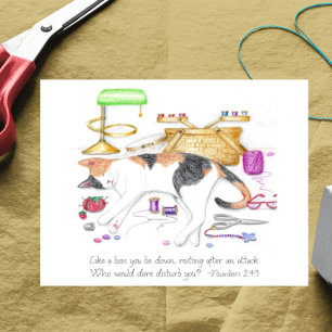 Sewing Room Lion Inspirational Post Card