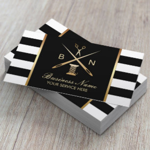 Sewing Seamstress Gold Thread & Needles Modern Business Card