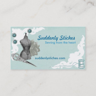 Sewing Seamstress Vintage Blue Business Card