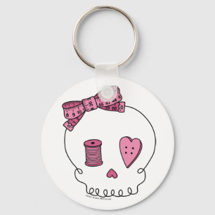 Sewing Skull (Pink) Key Ring