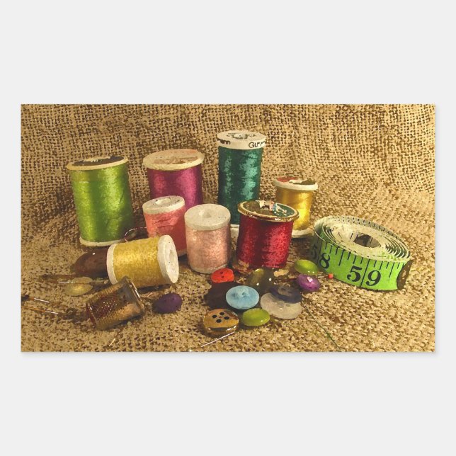 Sewing Supplies Rectangular Sticker (Front)