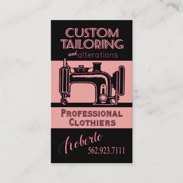 Sewing: Tailor, Dressmaker, Designer, Seamstress Business Card (Front)