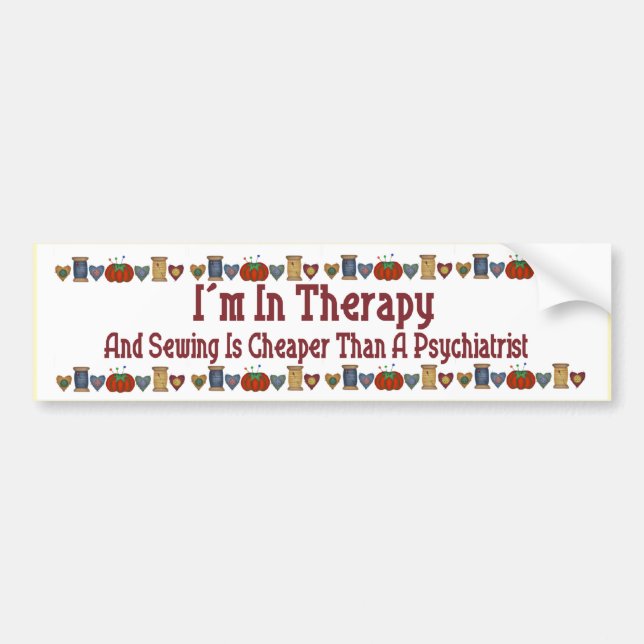 Sewing Therapy Bumper Sticker (Front)