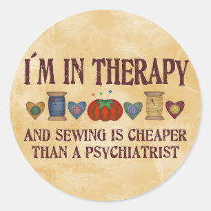Sewing Therapy Classic Round Sticker