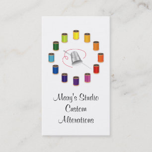 Sewing Thimble, Needle and Threads Business Card