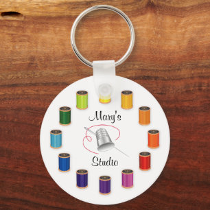 Sewing Thimble, Needle and Threads Key Ring