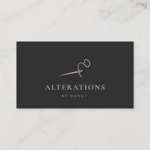 Sewing Thread Needle Rose Gold Glitter Business Card