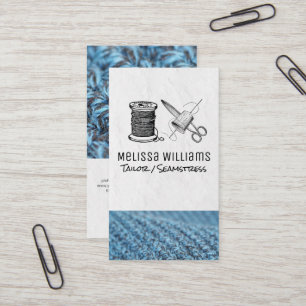 Sewing Thread Thimble and Scissors Business Card