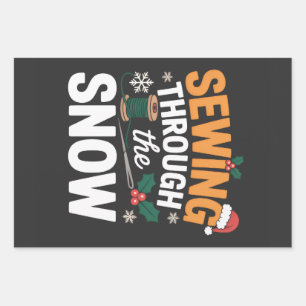 Sewing Through the Snow Funny Christmas Quilt Wrapping Paper Sheet