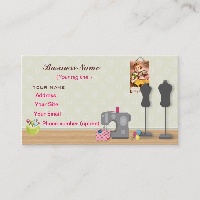 Sewing Time  Business Card Template (Front)