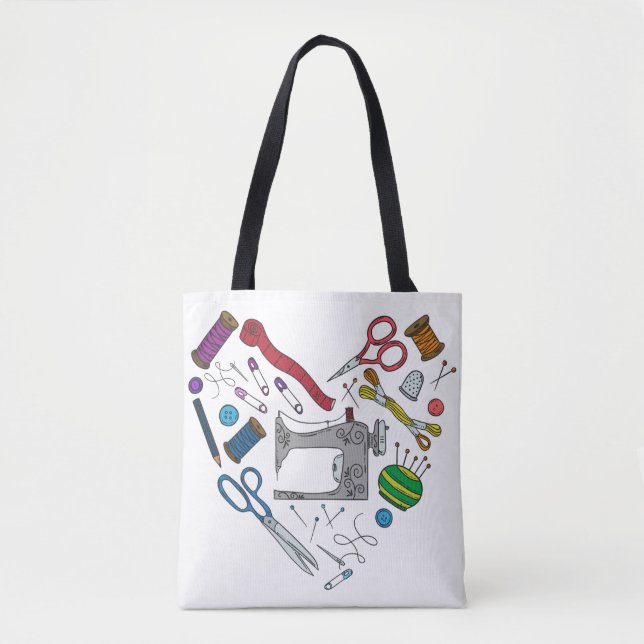 Sewing Tools Heart Tote Bag (Front)