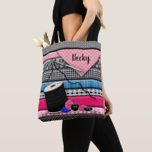 Sewing Tote - 3D - Fabric/Needle/Buttons Bag