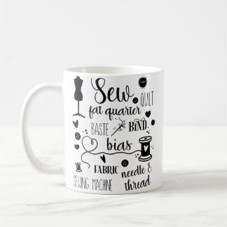 Sewing Words Lover Love To Sew Typography Quilting Coffee Mug