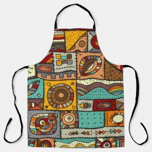 Sewn pieces of fabric in a patchwork style. Ethnic Apron