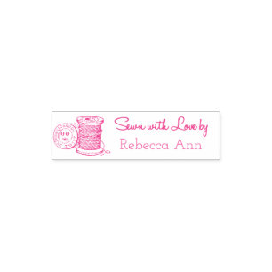 "Sewn with Love by" Customisable Self-Inking Stamp