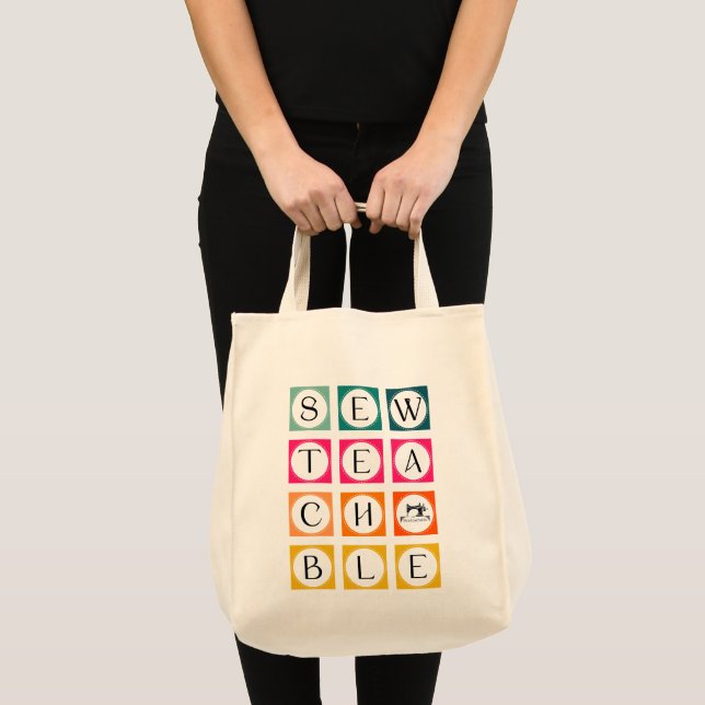 Sewteachable Colorful Squares Tote Bag (Front (Product))
