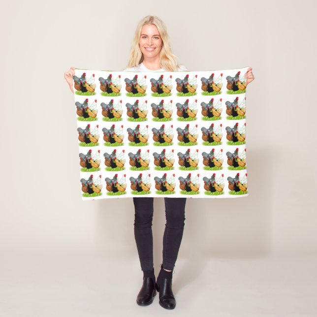 Sex-linked Chickens Quintet Fleece Blanket (In Situ)