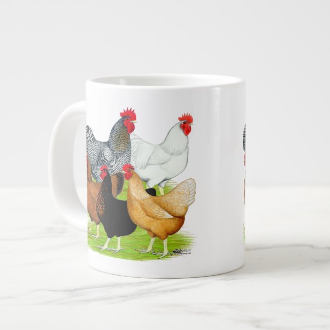 Sex-linked Chickens Quintet Large Coffee Mug (Front Left)