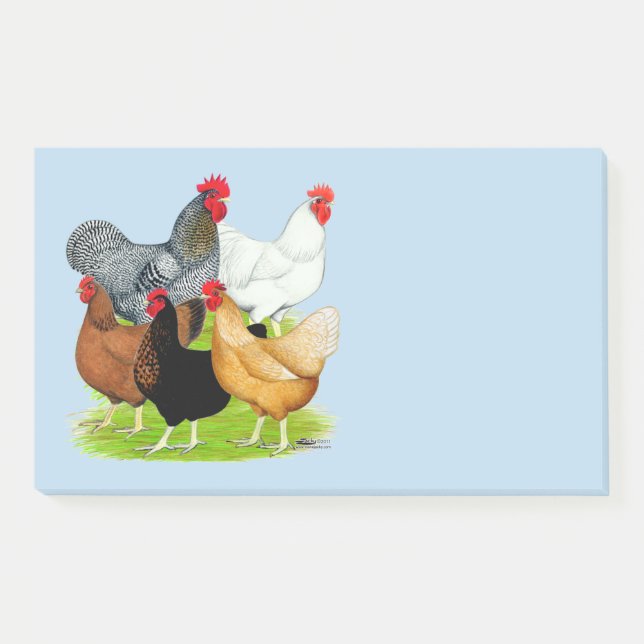 Sex-linked Chickens Quintet Post-it Notes (Front)