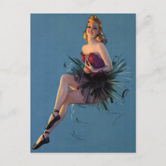 Sexy Ballerina Dancer Vintage Pin Up Girl Postcard