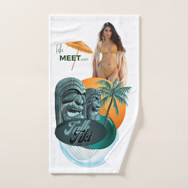 Sexy Beach Woman Talk Tiki Hand Towel (Hand Towel)