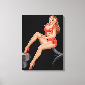 Sexy girl in red canvas print