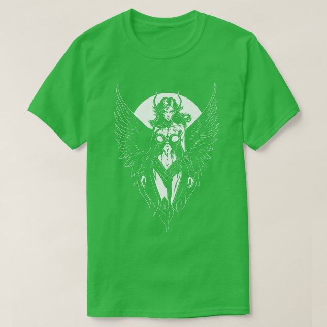 Sexy Gothic Winged Demon Girl Graphic Design T-Shirt (Design Front)