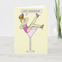 Sexy Happy Anniversary Lady in a Cocktail Glass