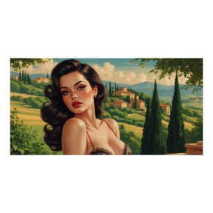 Sexy Italian Pin-up in Tuscany Poster