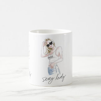 Sexy lady slogan with fashion girl coffee mug