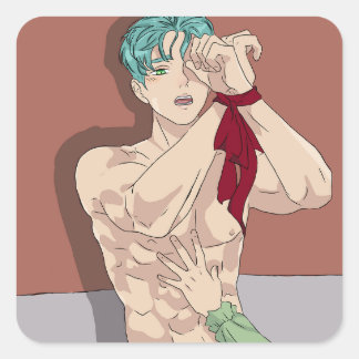 sexy man square sticker