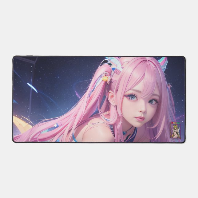 Sexy Pink Anime Girl Desk Mat (Front)